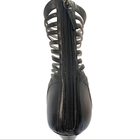 VERSACE Chain Detail Strappy Leather Ankle Booties - Picture 4 of 13